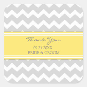 Yellow Grey Chevron Thank You Wedding Favour Tags