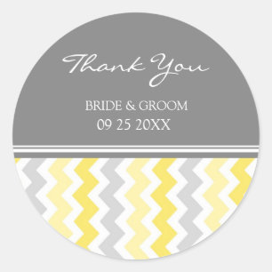 Yellow Grey Chevron Thank You Wedding Favour Tags