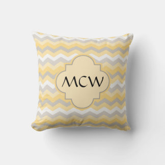 Yellow/Grey Chevron Zigzag Cushion