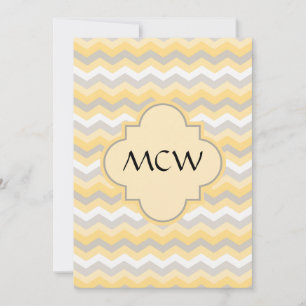 Yellow/Grey Chevron Zigzag Invitation