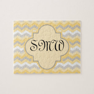 Yellow/Grey Chevron Zigzag Jigsaw Puzzle