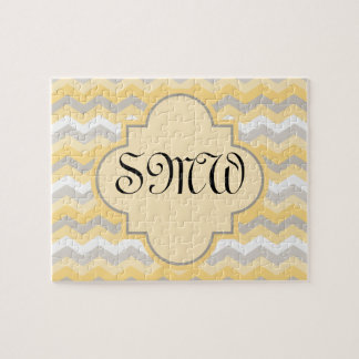 Yellow/Grey Chevron Zigzag Jigsaw Puzzle