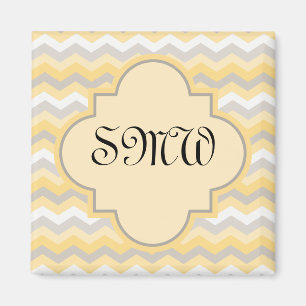 Yellow/Grey Chevron Zigzag Magnet