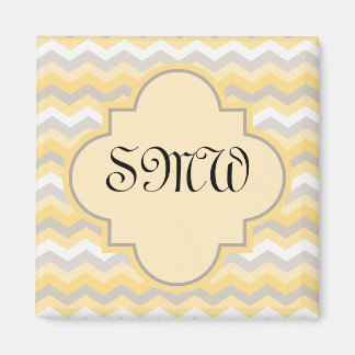 Yellow/Grey Chevron Zigzag Magnet