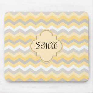 Yellow/Grey Chevron Zigzag Mouse Mat