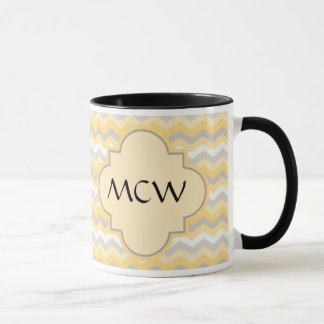 Yellow/Grey Chevron Zigzag Mug