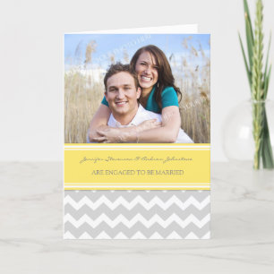 Yellow Grey Chevrons Engagement Photo Announcement