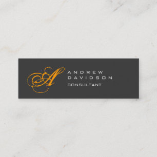 Yellow Grey Classical Monogram Plain Business Card