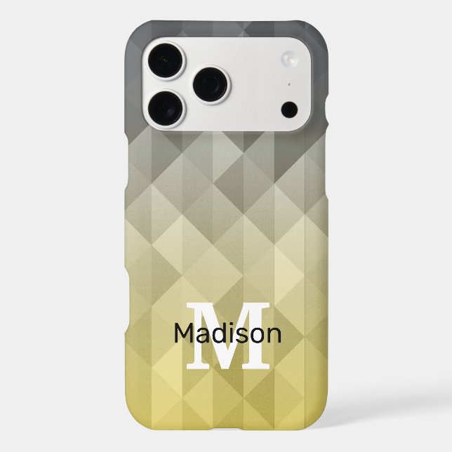 Yellow Grey Cool Geometric pattern Monogram (Back)