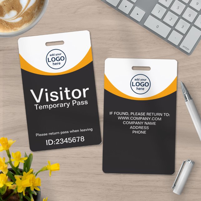 Yellow Grey Corporate Visitor Pass ID Custom Logo  ID Badge (Creator Uploaded)