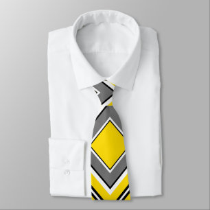 Yellow Grey Diamond Geometric Tie