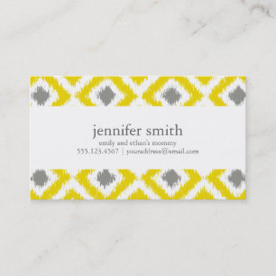 Yellow Grey Diamonds Ikat Pattern Calling Card