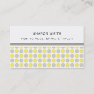 Yellow Grey Dots Pattern Mum Calling Cards