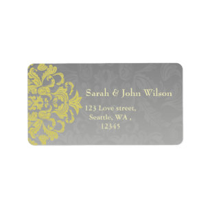 "yellow grey" elegance return address label