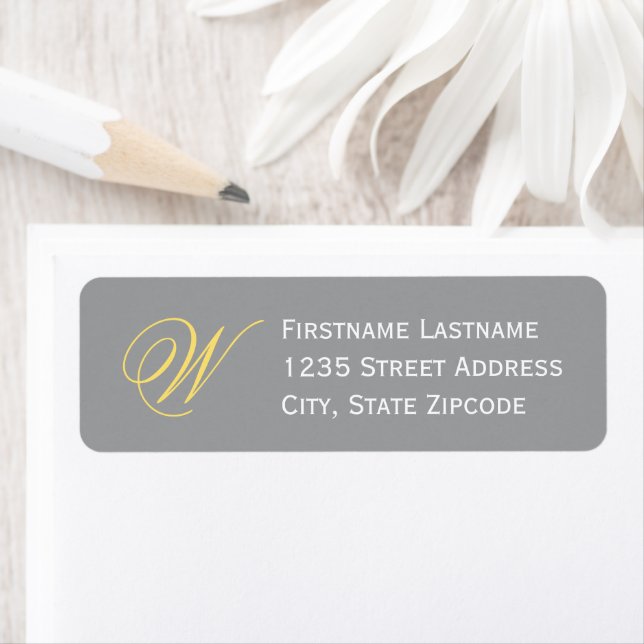 Yellow Grey Elegant Script Monogram Address (Insitu)