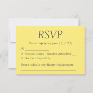 Yellow Grey Elegant Wedding RSVP Card