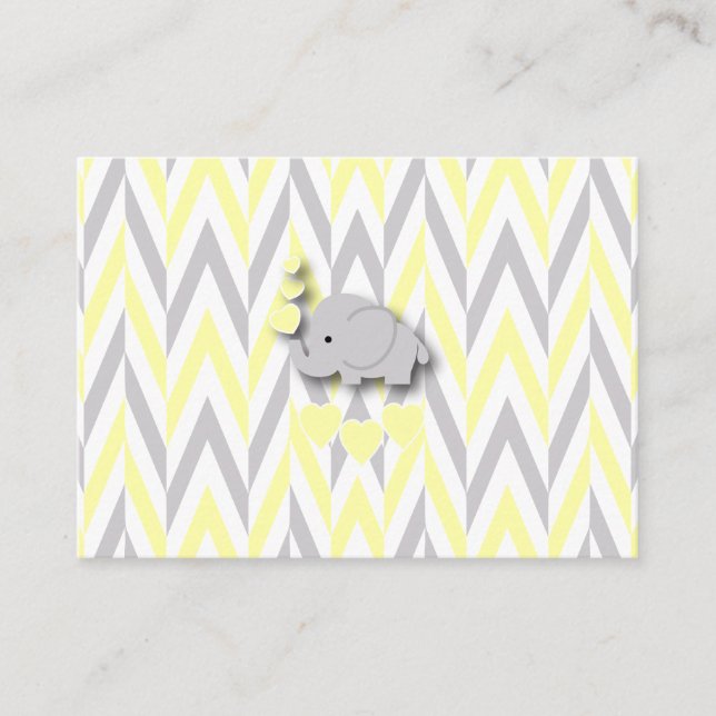 Yellow & Grey Elephant Baby Shower Book Request Enclosure Card (Front)