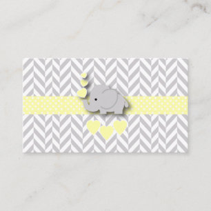 Yellow Grey Elephant Baby Shower Diaper Raffle Enclosure Card