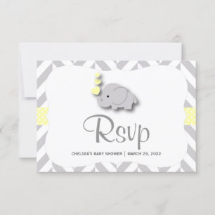 Yellow & Grey Elephant Baby Shower - RSVP Card