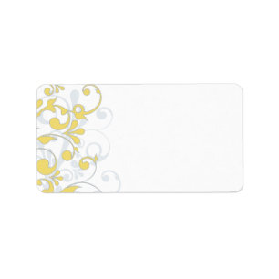 Yellow Grey Floral Wedding Blank Address Label