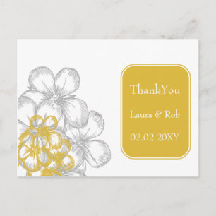 yellow-grey floral  wedding Thank You Postcard