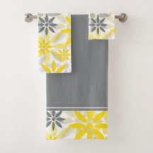 Yellow Grey Flower Graphic Pattern