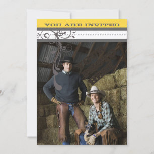 Yellow & Grey Funky Swirls Wedding Save the Date