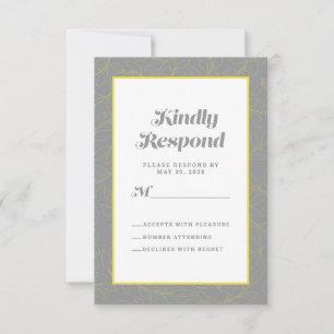 Yellow Grey Geometric Artistic Abstract Modern RSVP Card