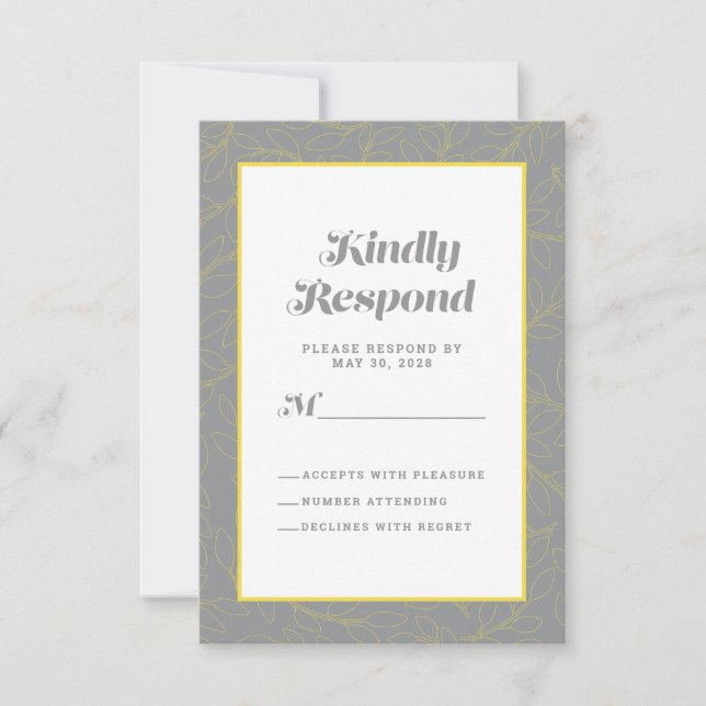 Yellow Grey Geometric Artistic |  Modern Abstract RSVP Card (Front)