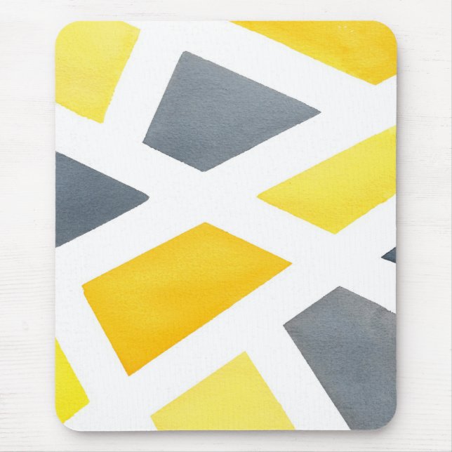 Yellow Grey Geometric Mouse Mat (Front)