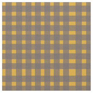 Yellow Grey Gingham Pattern  Fabric