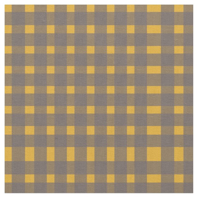 Yellow Grey Gingham Pattern  Fabric (Close Up)