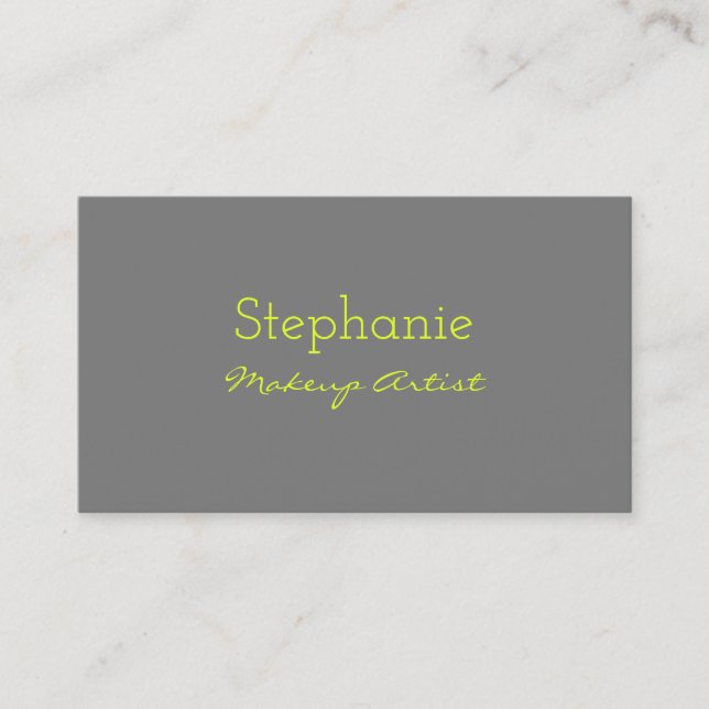 Yellow Grey Gray Custom Neon Color Makeup Artist Appointment Card (Front)