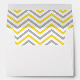 Yellow Grey Grey Chevron Lined Envelopes