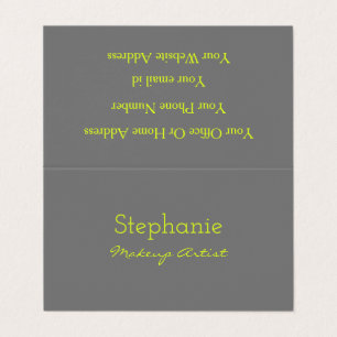 Yellow Grey Grey Custom Neon Colour Makeup Artist Business Card