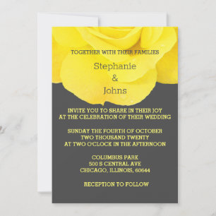 Yellow Grey Grey Floral Rose Elegant Cool Wedding  Invitation