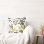 Yellow Grey Ivory Vintage Floral Love Birds Cushion<br><div class="desc">Cottagecore Farmhouse Yellow Grey and Ivory Lovebird Floral Pattern Pillow. Grand Millennial “Cottage Chic” Chinoiserie Love Birds</div>