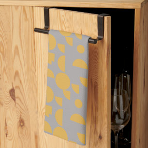 Yellow Grey Modern Elegant Geometric Tribal Tea Towel