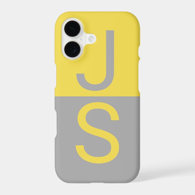 Yellow & Grey Modern Initials Monogram (Back)