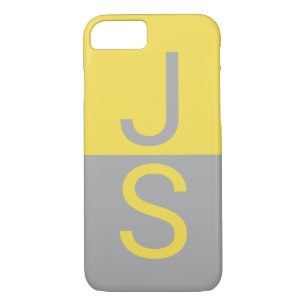 Yellow & Grey Modern Initials Monogram iPhone 8/7 Case