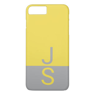 Yellow & Grey Modern Initials Monogram iPhone 8 Plus/7 Plus Case
