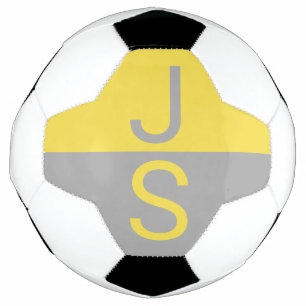 Yellow & Grey Modern Initials Monogram Football
