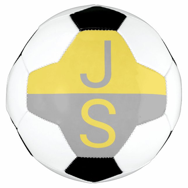 Yellow & Grey Modern Initials Monogram Football (Front)