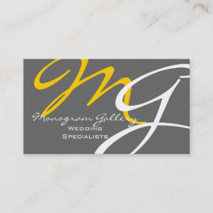 Yellow Grey Modern Monogram Business Card Template