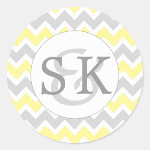 Yellow Grey Monogram Wedding envelope seals