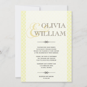 Yellow grey Moroccan tile ampersand modern wedding Invitation