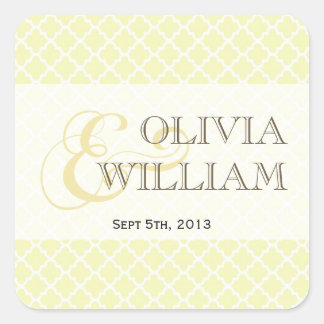 Yellow grey Moroccan tile ampersand modern wedding Square Sticker