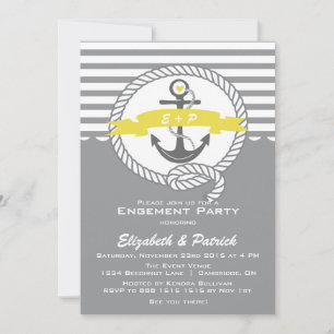 Yellow & Grey Nautical Engagement Party Invitation