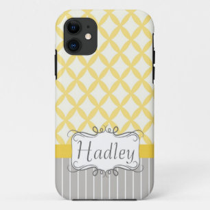 Yellow Grey Personalised Modern Iphone phone case