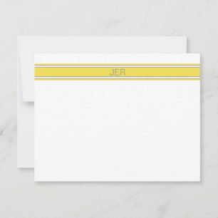 Yellow Grey Personalised Monogram Name Initials Card